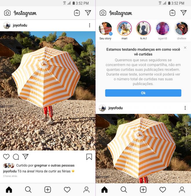 Instagram começa teste para ocultar curtidas nas publicações