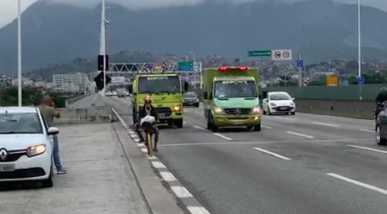 VÍDEO: Homem é flagrado andando de bicicleta em plena Ponte Rio-Niterói