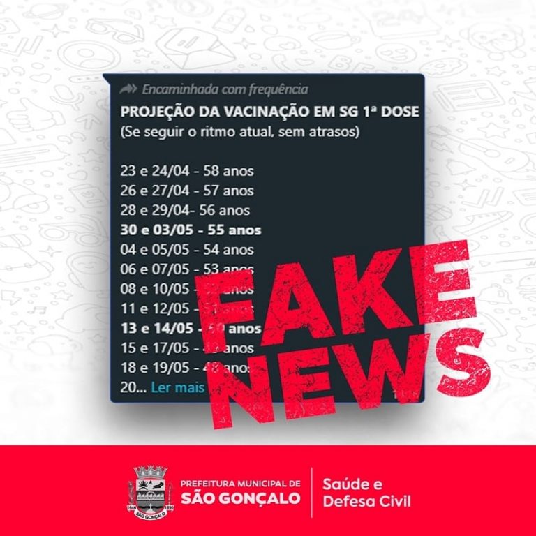 Fake news: Prefeitura alerta para falso calendário da vacina em São Gonçalo