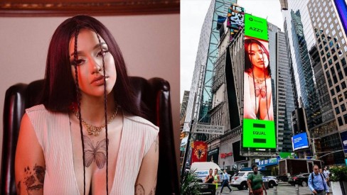 Cantora e compositora de SG tem imagem exibida em telão na Times Square, em Nova York